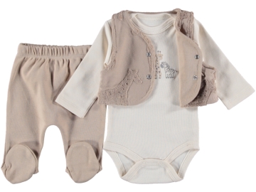 3'lı Bebek Giraffe Jakar Yelekli Erkek Tkm 3/9 Ay 433785