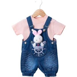3'lı Bebe Kot Salopet 9 Ay,12 Ay,18 Ay Kız 458892