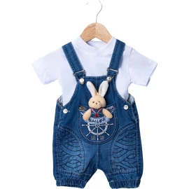 3'lı Bebe Kot Salopet 9 Ay,12 Ay,18 Ay Erkek 458891