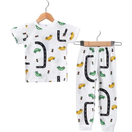 4'lı Araba Baskılı Süprem Bebek Pijama Takım 6/24 Ay 454415