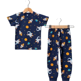4'lı Astronot Baskılı Süprem Bebek Pijama Takım 6/24 Ay 454420