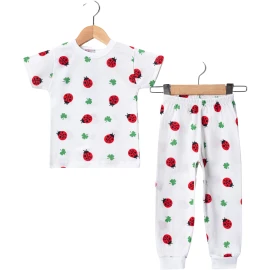 4'lı Uğur Böceği Baskılı Süprem Bebek Pijama Takım 6/24 Ay 454426