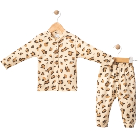 3'lı Leopar Desenli Raporlu Pijama Takım 6/12 Ay 441155