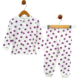 4'lı Papatya Çıtçıtlı İnterlok Pijama Takım 6/24 Ay 434881
