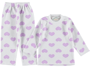 3'lı Raporlu Kalpli Pijama Takım 432522