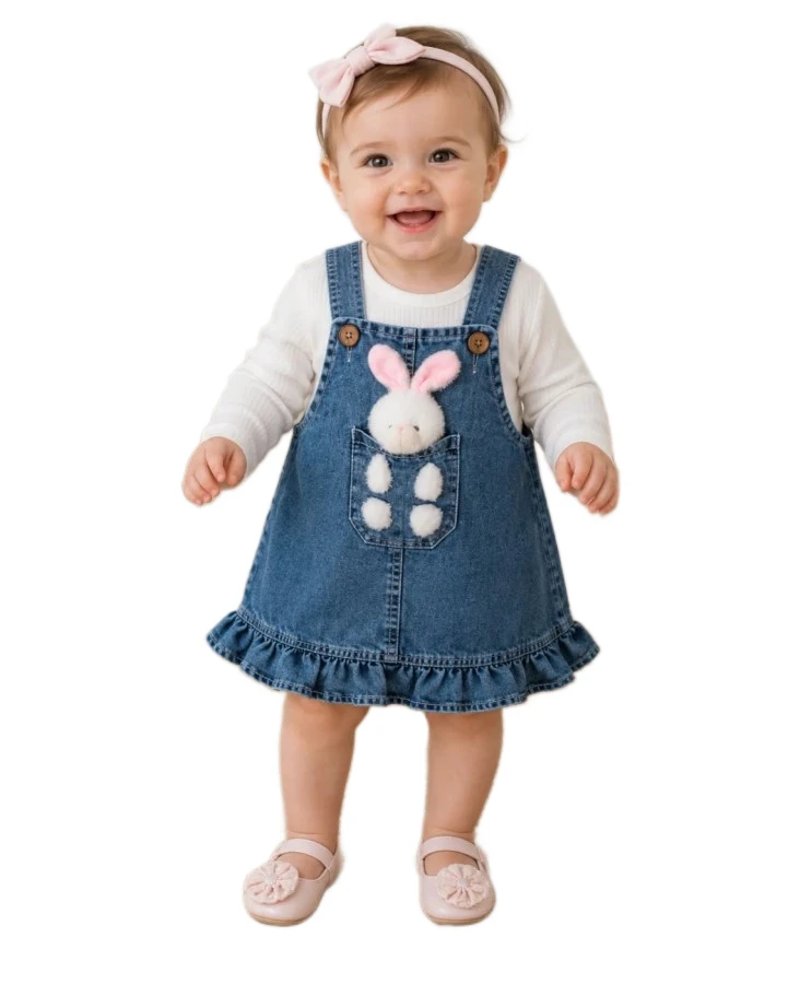 3'lı Kız Bebek Oyuncak Tavşanlı Kot Jile 9/18 Ay 466450