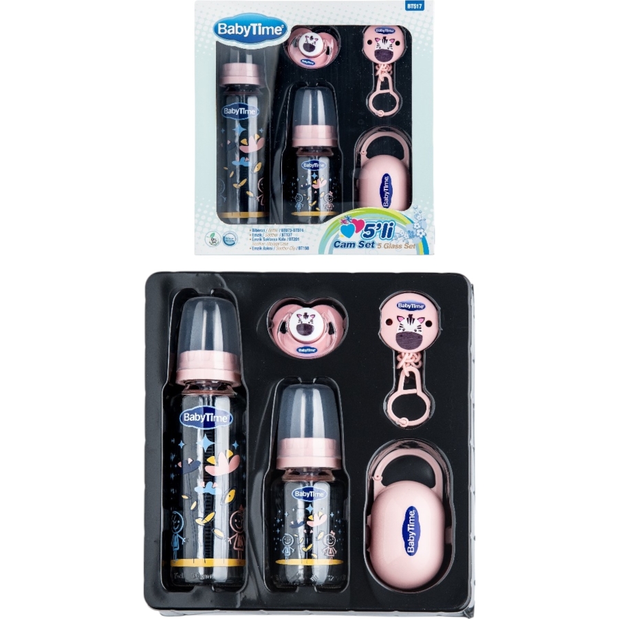 1'lı Babytime 5’li Cam Set Pembe 1/18 Ay 433724