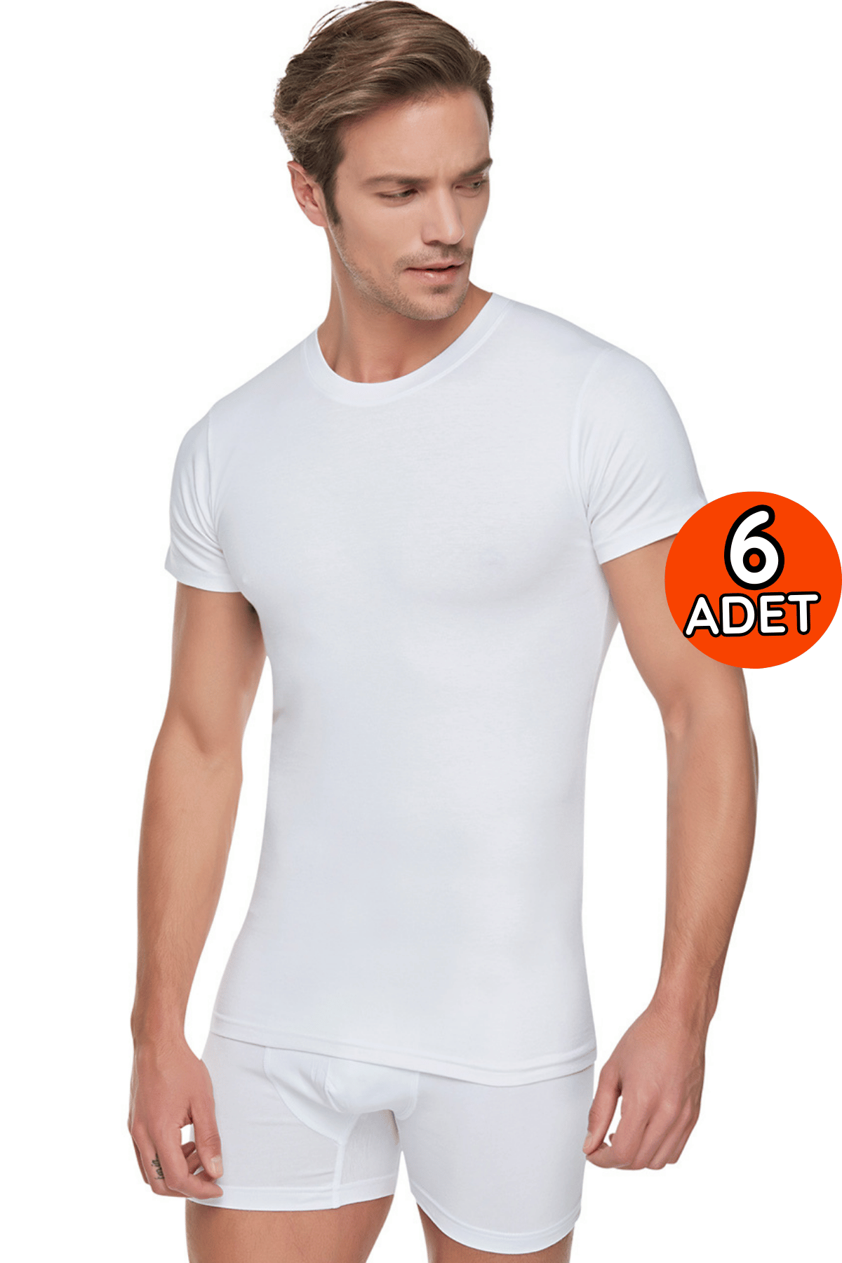 0105 Tutku Beyaz Erkek Penye Sıfıryaka 6'lı