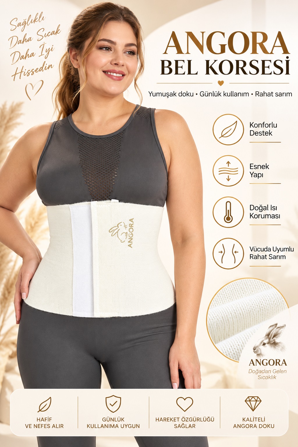 İnan Unisex Angora Cırtlı Korse INAN38