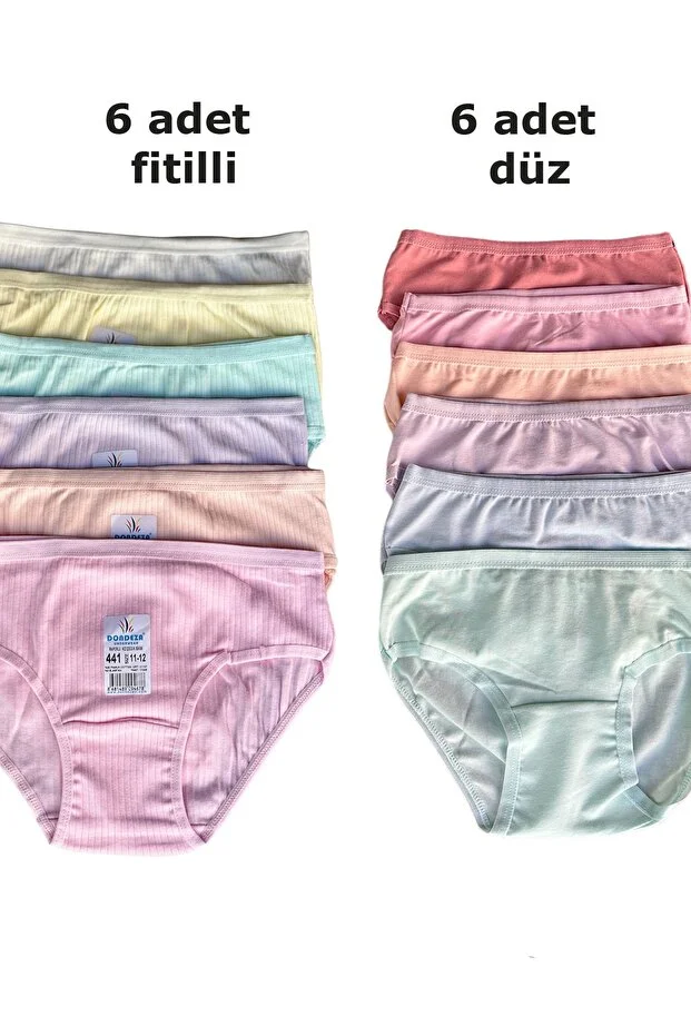 Dondeza 12'li Dondeza Pamuklu Penye Kız Çocuk Bikini Külot