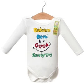 4'lı Babam Seviyor Baskılı Büyük Uzunkollu Badi 12 Ay,18 Ay,2y,3y Uni 467822