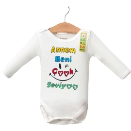 4'lı Annem Seviyor Baskılı Küçük Uzunkollu Badi 1 Ay,3 Ay,6 Ay,9 Ay Uni 467815
