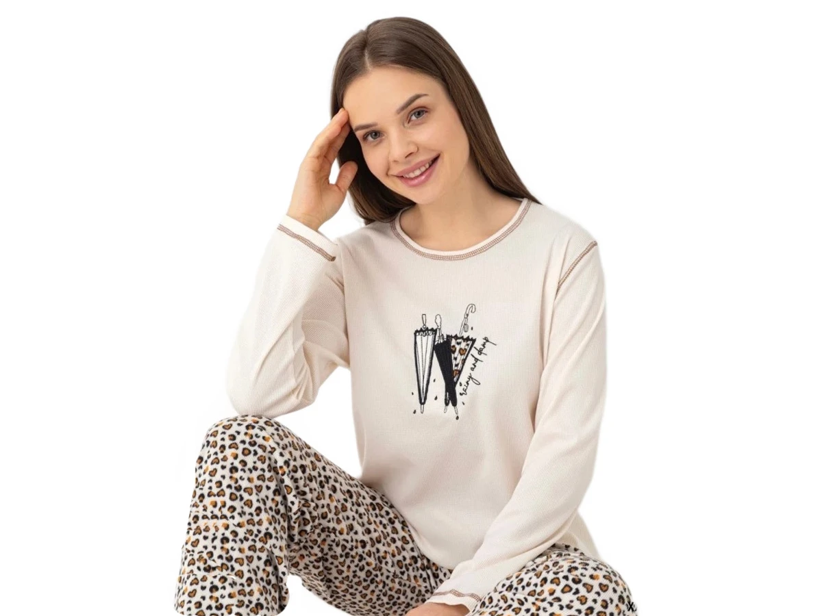 6'lı Waffle Şemsiye Baskılı Bayan Pijama Takım S/2xl 183799