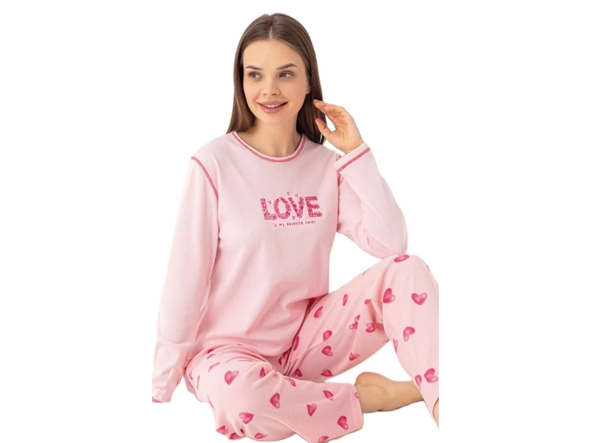 6'lı Waffle Love Baskılı Bayan Pijama Takım S/2xl 183798